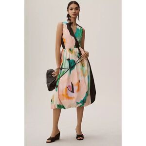 Anthropologie Hope for Flowers by Tracy Reese Printed V-Neck Bubble-Hem Dress